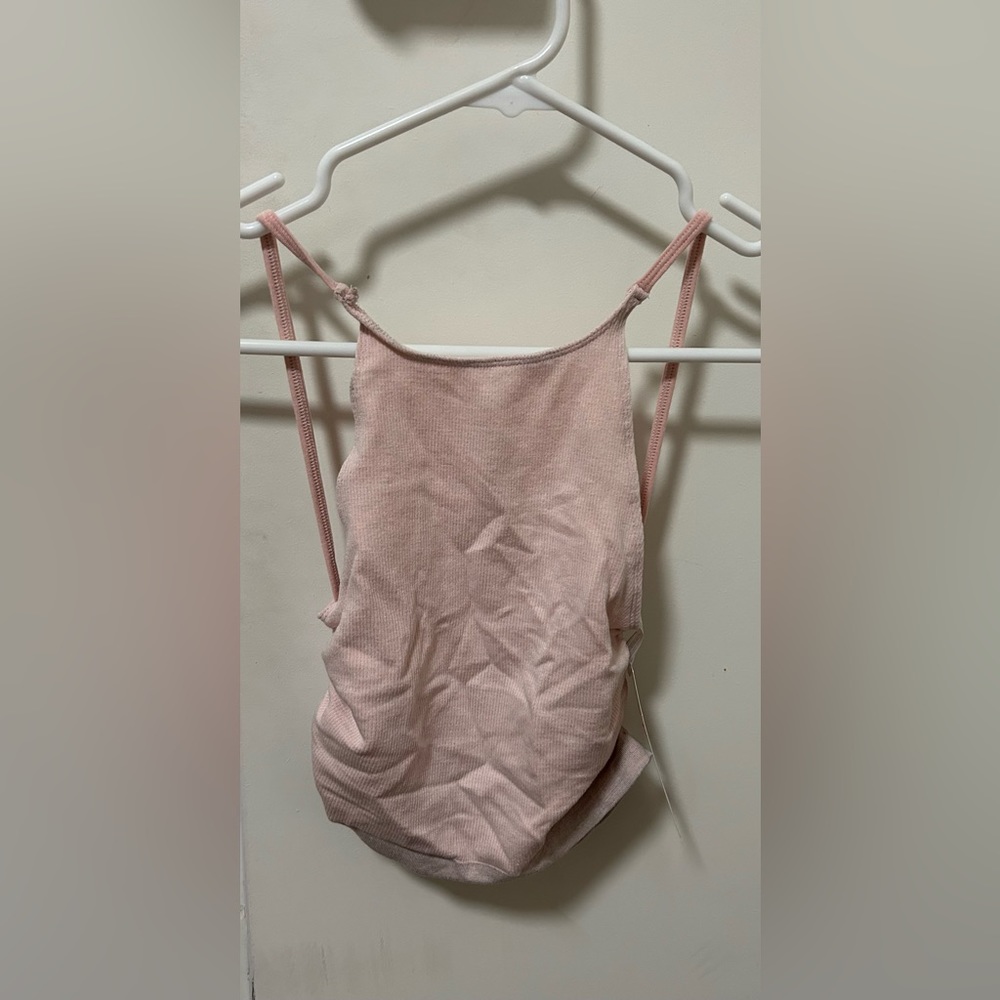 Tight knit strap tank top in pink rose